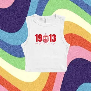 1913 Delta Sigma Theta Crest Crop Tank Top, DST Sorority 1913 Tank Top, Women's Micro Rib Racer Tank, Aesthetic Gift, Gift for Women