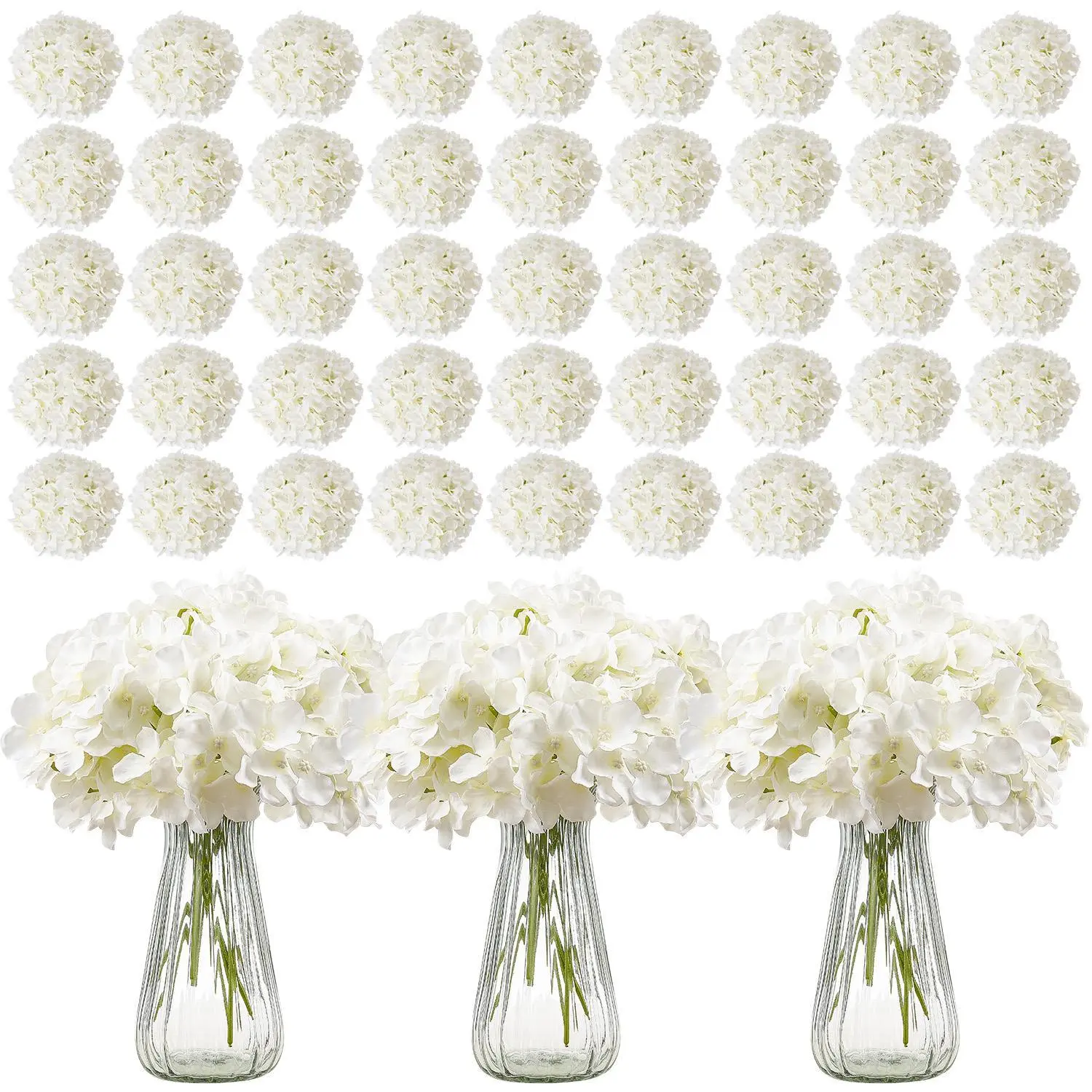 【SummerFinds】VEVOR Real-Looking White Silk Hydrangea Faux Flowers - 305 Pcs Bulk 7.5" Bendable Stems, 9.8" Height, 6" Flower Head, Fade-Resistant Handcrafted Decor for DIY Wedding Bouquets, Home Centerpieces