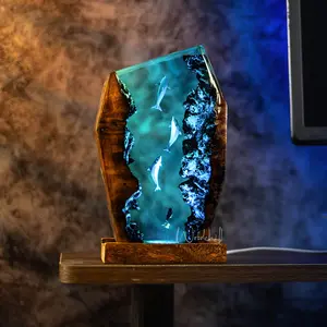 Handmade Resin Ocean Lamp - Dolphin Night Light - Ocean Inspired Table Lamp - Best Gift for Him - Chrismast Gift for Her