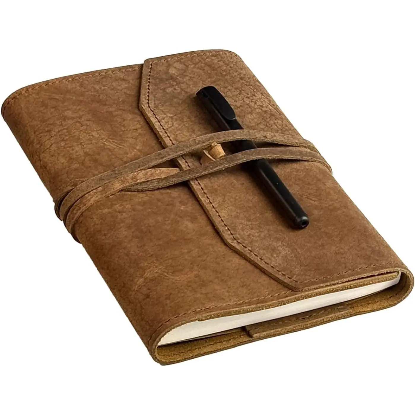 Refillable Leather Journal Writing Notebook - Refillable Notebook, Handmade Leather Journal for Men, A5 Journal Cover Refillable Sketchbook to Drawing, Large 6"x8", Brown