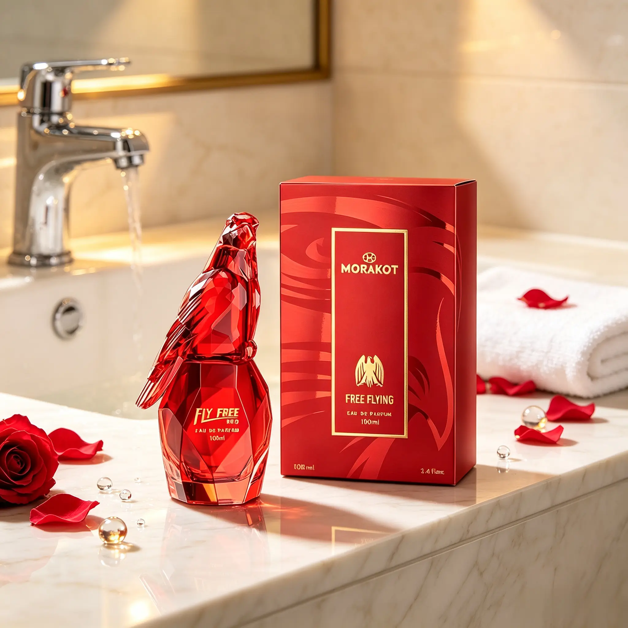 MORAKOT Free Flying Red Eagle Perfume 100ml, Unisex Woody Rose Eau de Parfum Long Lasting Amber Musk Scent Luxury Red Gift Set For Men Women Daily Office Party, Ideal Birthday Valentine Gift For Her Him