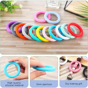 Silicone Beadable O Rings Set of 16 | Featuring 65Mm Round Silicone Beads with Holes - Ideal for Creating Focal Frame Pendants for DIY Jewelry Crafts Like Necklaces And Keychains