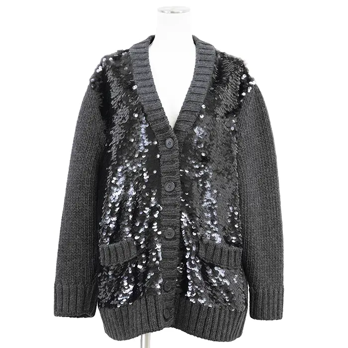 Pre-owned PRADA Wool Small Leather Goods Cashmere Knit Cardigan