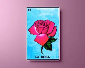 Loteria inspired vinyl Sticker Cover La Rosa mexican bingo card game wallet card skin the rose