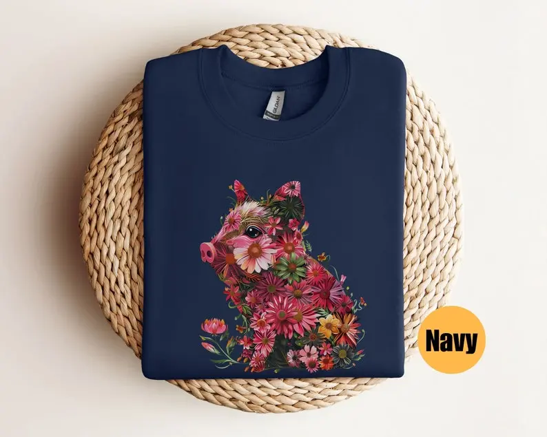 Floral Pig Sweatshirt | Pig Lover Sweatshirt | Farmer Sweatshirt | Funny Pig Sweatshirt | Cute Pigs Sweatshirt | Farm Sweatshirt