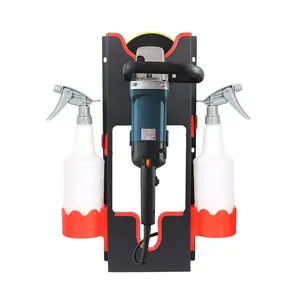 Car Polisher Holder, 1 Set Wall Mounted Car Polishing Machine Storage Rack, Car Polisher Storage Rack with Bottle Hook for Cutting Machine, Waxing Machine, Power Tool Organizer