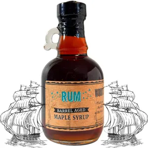 Wood’s Rum Barrel Aged Maple Syrup – Small-Batch Vermont Maple Syrup Aged in Oak Rum Barrels | Bold, Boozy Flavor | Natural, Vegan Sweetener for Pancakes, Cocktails, Glazes & Baking | 8.45 Fl Oz (250mL) Beverage Caramel