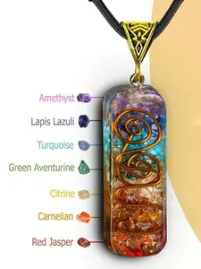 Healing Crystal Gemstone Amethyst Wheel Pendant Necklace, Lava Prosperity Energy Wealth Money Positive Energy Quartz Yoga Meditation Jewelry Pendant Design