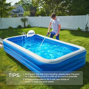 Super Large Inflatable Pool for Adult 310cm/180cm Spacious Swimming Pool for Family 125Inches Multi-layer Thicken PVC Material, Foldable Oversized Blow Up, Durable Construction,Ideal for Outdoor, Garden, Backyard, Summer Water Party