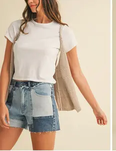 Patch Denim Shorts