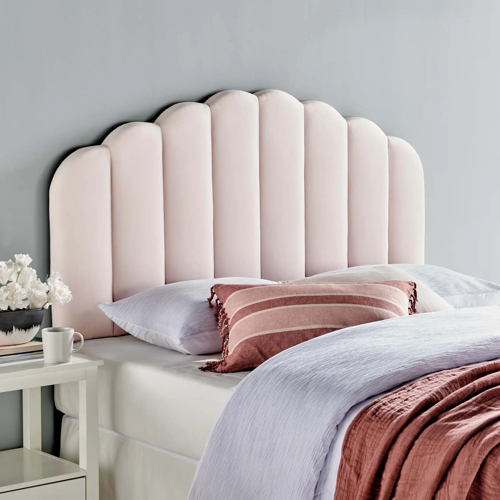 Modway Veronique Full-Queen Performance Velvet Headboard, Unique Bedroom Indoor Furniture, Pink, Unique Bedroom Furniture