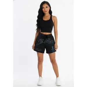 Black Rhinestone Detail Shorts