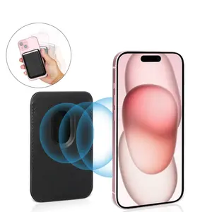 Magnetic Phone Card Holder, Ultra-Thin PU Leather Design for iPhone 16/15/14/12, Strong Magnetic Wallet, Modern Durable Style