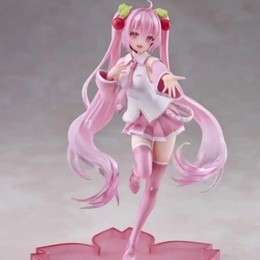 20cm Anime Virtual Singer Hatsune Miku Pink Sakura Fairy Tale Wonderland Kawaii Figure PVC Model Toys Doll Gifts