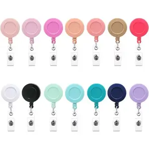 24'' Retractable Badge Reel, Mixed Random Solid Color Nurse ID Badge Holder with 360° Swivel Alligator Clip (Pack of 12)