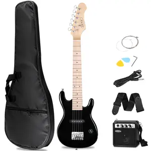 ZENY 30-inch Kids Electric Beginner Guitar 3/4 Size Small Guitar W/Mini Amp & Accessories Pack, Right-Handed, Black