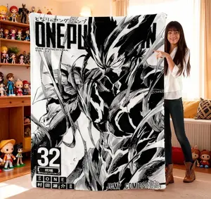 One Punch Man Plush Throw Blanket, Soft Fluffy Fleece Lightweight Cozy Fuzzy Warm Throw For Bed Sofa Camping, Super Soft And Comfortable, Machine Washable,bed couch nap,perfect christmas
