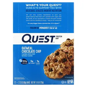 Quest Nutrition Protein Bar, Oatmeal Chocolate Chip, 12 Bars, 2.12 oz (60 g) Each
