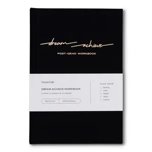 Dream Achieve Workbook Planner 6-Month Undated with 200 Custom-Designed Pages, 5.5 Inches x 8.5 Inches, Hard Linen Cover & 2 Silk Bookmarks