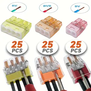 75pcs Push-In Wire Connector Set, Electrical Quick Wire Connectors Assortment: 2 Port 25pcs, 3 Port 25pcs, 4 Port 25pcs. Compact Leverless Splicing Connector Kit for Home Lighting, Electrical Wiring, DIY Installation and Repair Tool Kit. summerwins