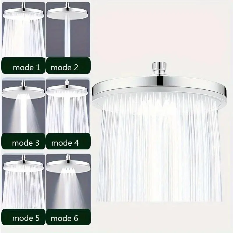 Adjustable High Pressure Shower Head, Top Spray 6-speed Large Sprinkler, Modern Pressurized Single Handheld Shower Head, Rain Sprinkler, Rainfall Shower Head, Bathroom Accessories, High Pressure Showerhead, Powerful Shower Heads High Pressure