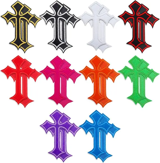 20 PCS Embroidered Applique Iron on Patches Sew on Applique Multicolor Cross Embroidered Patch DIY Craft Accessories for Dress Jackets Jeans Backpacks Hats Clothing Decoration, Cross