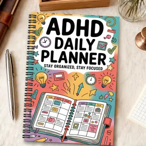 1 Adult and Women's ADHD Planner, Workbook Journal - Undated Daily/Weekly/Monthly Organizer with Pomodoro Planner, Task Lists, and Focus Tracking - Color-Coded Neurodiverse Notebook, Bullet Journal Style, for ADHD Management and Productivity Boost