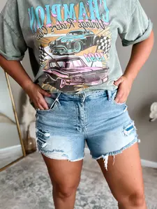 Alaina Mid-Rise Shorts (Petra153), Light Wash