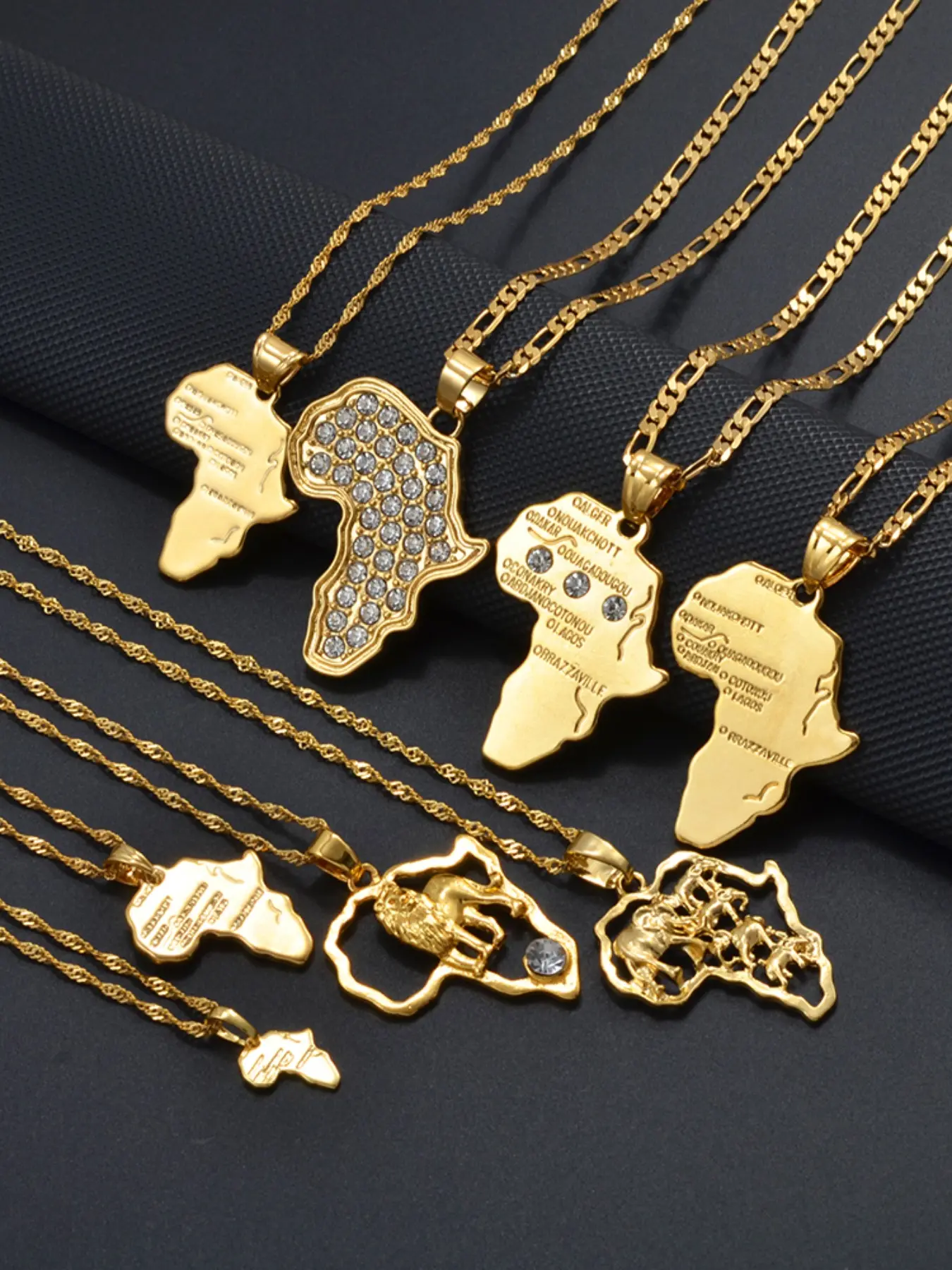 1pc Africa Map Pendant Cuban Link Chain Necklace Women Men Silver Color/Gold Color Ethiopian Jewelry Wholesale African Hiphop Item Durable Fashion Cool Accessories