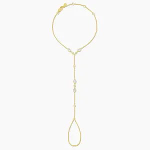 Swagy Chic Teardrop Bezel Hand Chain Bracelet - Pretty Bracelet, Trendy Jewellery Accessories, Fashion Costume Jewelry with Graceful Drape
