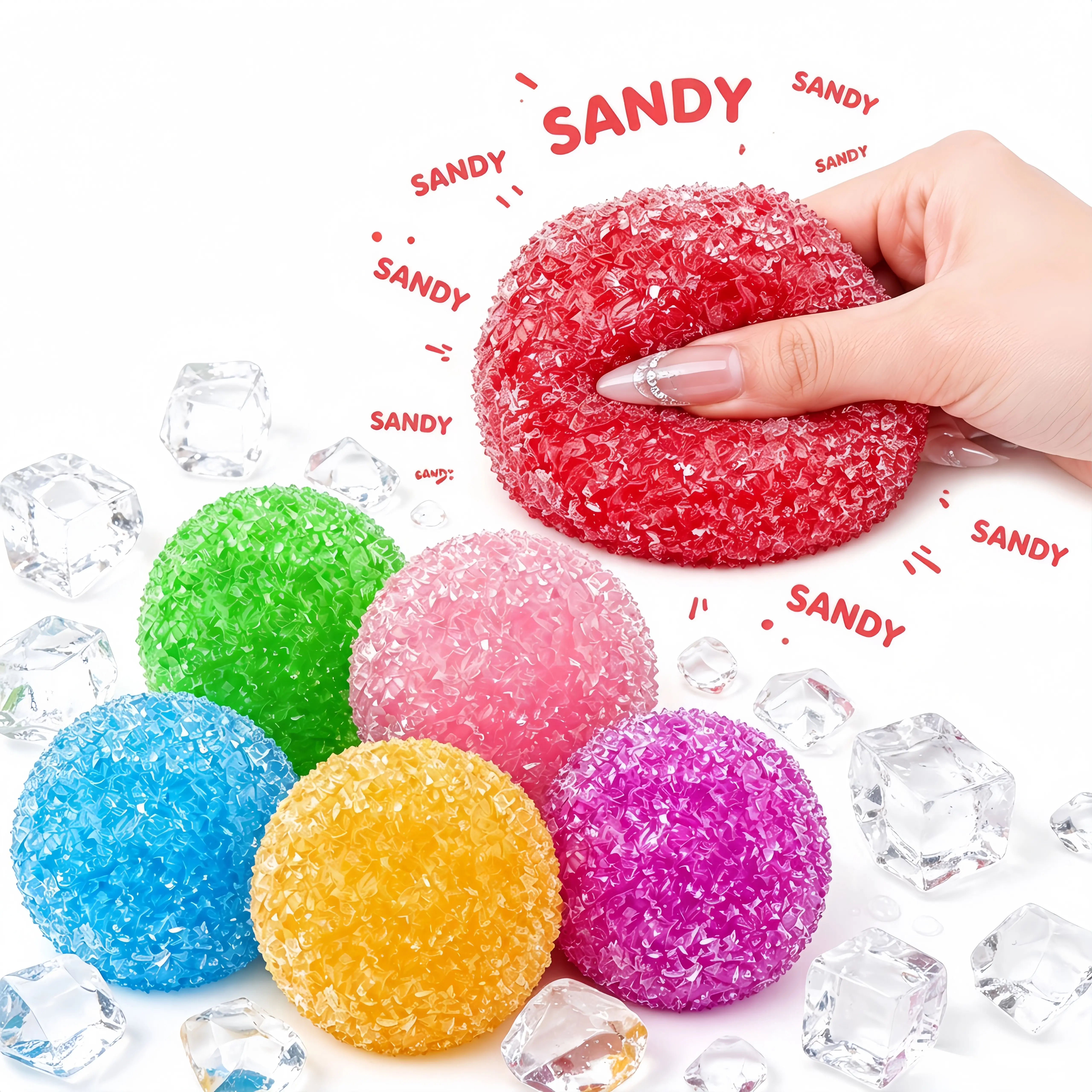 1Pcs-3Pcs Sand-Filled Crunchy Squishy Ball, Unisex TPR Shell Fidget Toy for Adults' Fidgeting & Stress Relief, Palm-Size with Satisfying Crunch Sound for Office, Home, Squishies Crunchy