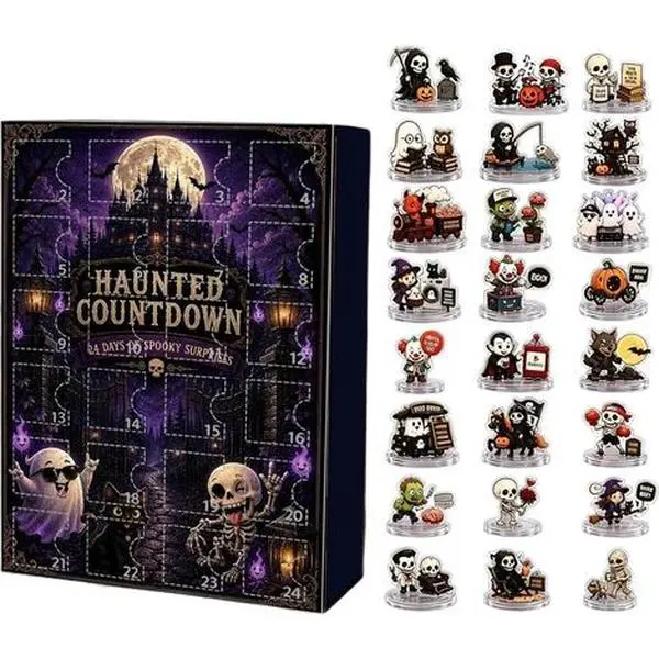 Halloween Advent Calendar 2026 - 24 Days Haunted Countdown Box with Cute Spooky Acrylic Figures Standees backtoschool