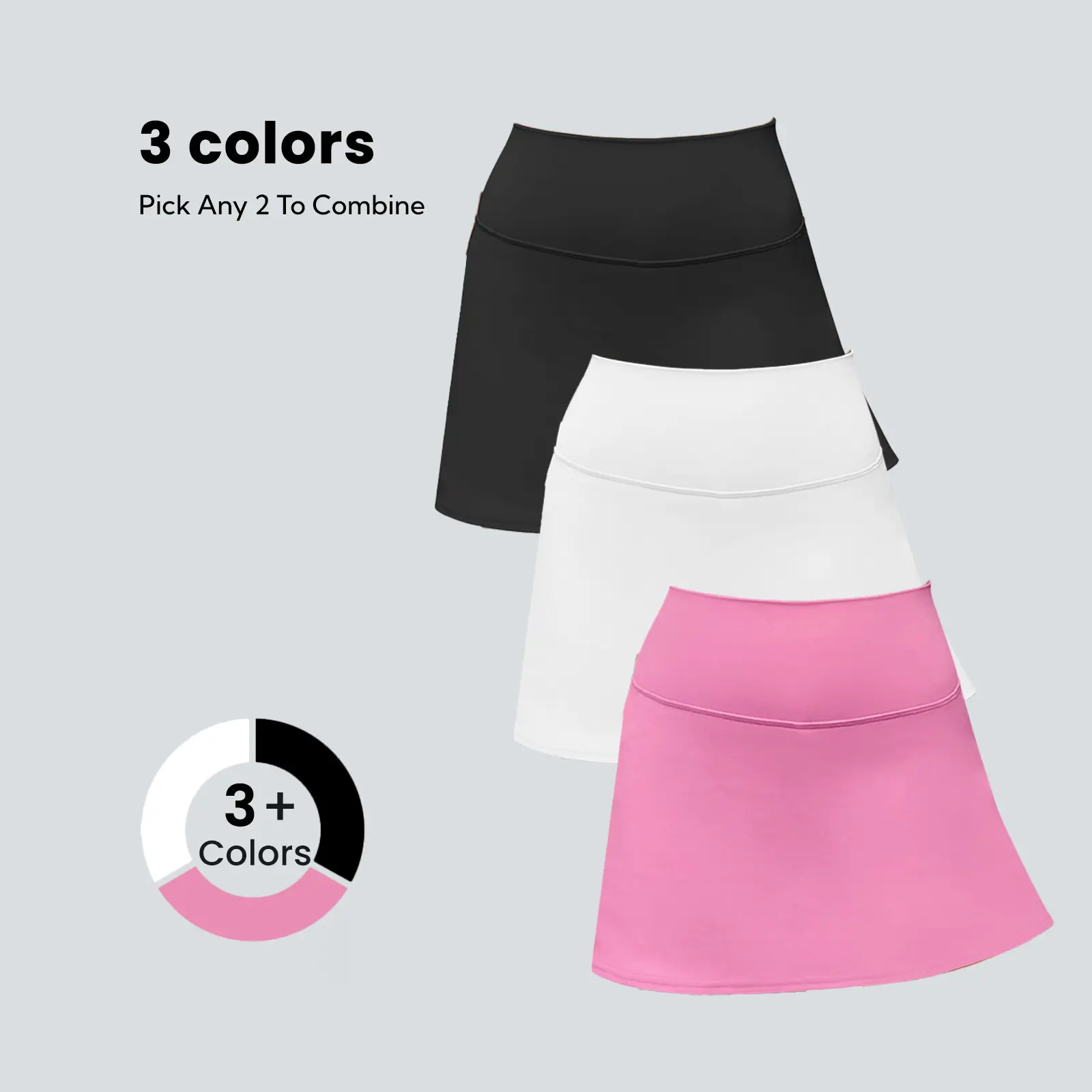 DLOODA Women's High-Waist Stretchy Sportswear Workout Skorts Set - Elastic Waistband, Flex Fabric, Multi-Pocket Shorts, Summer Athletic Mini Bottoms for Tennis, Golf, Activewear with Pockets, Sportswear Workout Skirts, Stretchy Skorts, Tennis Skort Set