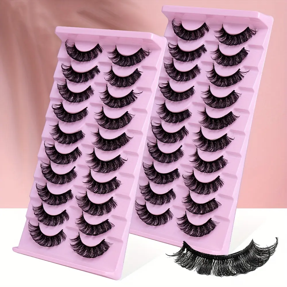 20Pairs/2Pack Lashes DD Curl Russian Lashes 3D Mink Eyelashes Reusable Fluffy False Eyelashes Russian Strip Lashes eyelash extension Cosmetic Eyelashes Eyelash Extensions Set Synthetic Lashes Artificial Lashes