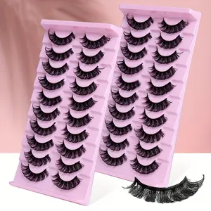 20Pairs/2Pack Lashes DD Curl Russian Lashes 3D Mink Eyelashes Reusable Fluffy Russian Strip Lashes eyelash extension Cosmetic Eyelashes