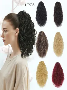 16 Inch Short Wavy Ponytail - Heat Resistant Clip-In Synthetic Hairpiece for Women, Natural Look for Holiday Parties & Daily Wear, Natural Fake Ponytail