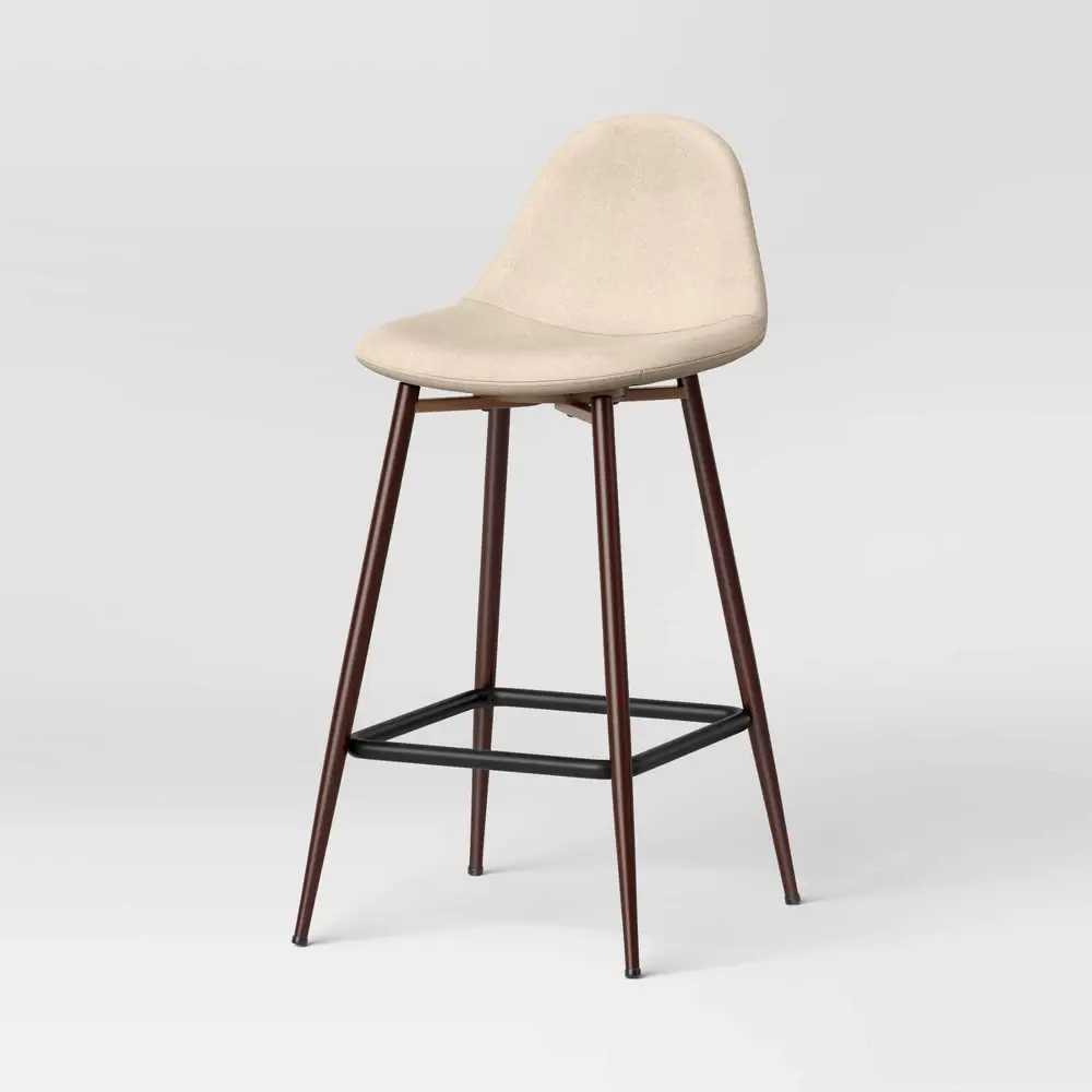 Threshold Curved Back Counter Stool Bar Round Mid-Century Metal