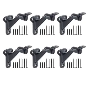 VEVOR Handrail Hardware Bracket, 6 Packs Heavy Duty Hand Rail Brackets, Flexible Angle Adjustment Easy Install, Stair Railing Hardware for Stairways Handrail, Staircase, Matte BlackVEVOR Super Brand Day