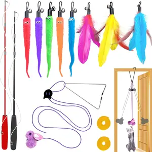 Toys Interactive for Indoor Cats,2PCS Retractable  Wand,9PCS Teaser Toys&1PCS  Door Lure Kitten ,Interactive   for Teaser Play and Chase Exercise with Kitten