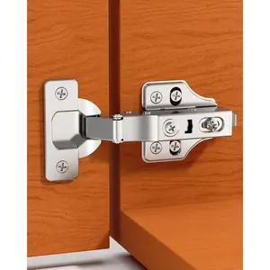 4 Pack Full Overlay Soft Close Cabinet Hinges, Stay at Will 105? Concealed Hinge, Smooth Slow Self Closing,  Adjustment, Clip- Plate, Frameless  Door Hardware for Kitchen Cupboard