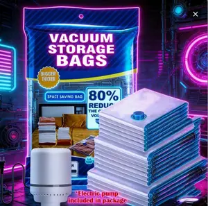 Wireless Travel Vacuum Storage Bag Set with Rechargeable Pump, Carry-On Compliant Size, Compression Storage for Suitcases & Travel Bags, Space-Saving, Clothes Organizer, Travel Zipper Storage Bags, Hands-Free, Durable & Long-Lasting foldable gift hat