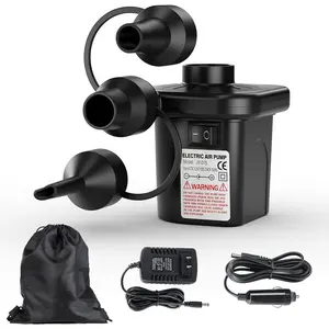 Electric Air Pump for Inflatables,Portable Quick-Fill Air Pump with 3 Nozzles,110V AC/12V DC,Inflator & Deflator Pumps for Outdoor Camping,Air Mattress Beds,Boats,Inflatable Cushion,Couch,Pool Floats