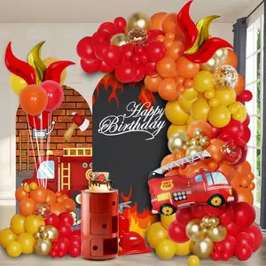 Fire Truck Theme Balloon Arch Kit, Mixed Color Balloon Set, Latex Balloon for Birthday Party Decoration, Party Supplies