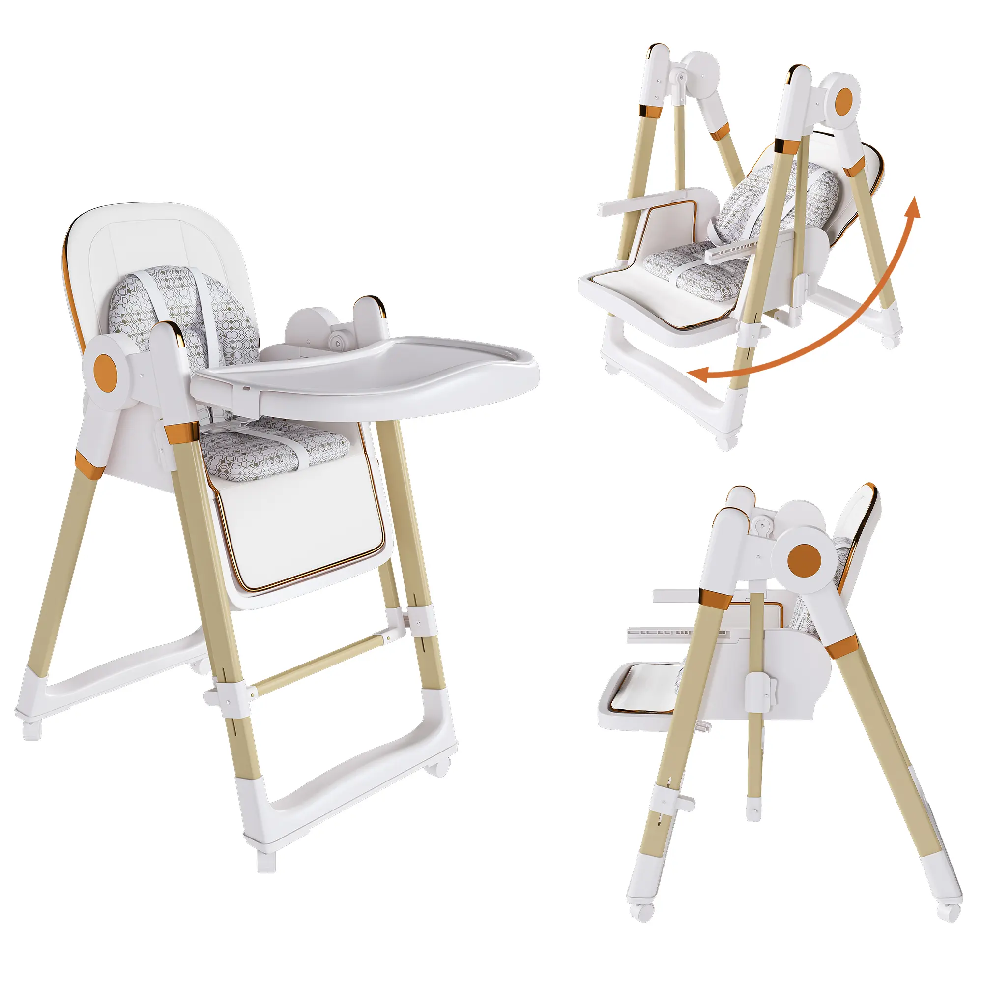 Convertible 2-in-1 Baby High Chair & Rocker for Toddlers, Adjustable ...