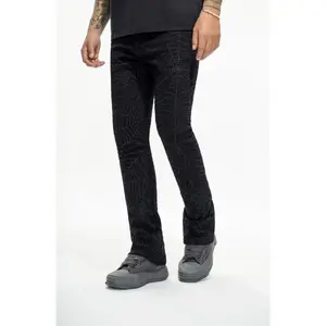 Operator Spider Black Stacked Flare Jean