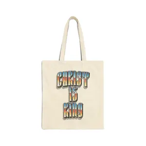 Christ Is King Tote Bag | Christian Canvas Tote | Faith Based Reusable Market Bag | Religious Gift for Believers