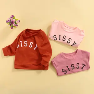 Infant Casual Sweatshirt, Girls Spring & Autumn Letter Print Long Sleeve Round Neck Pullover