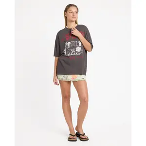 BILLABONG Women's Lottie Hall Short Sleeve T-Shirt, 100% Cotton Oversized Resin Wash Crew Neck Tee, Casual Daily Art Style Top