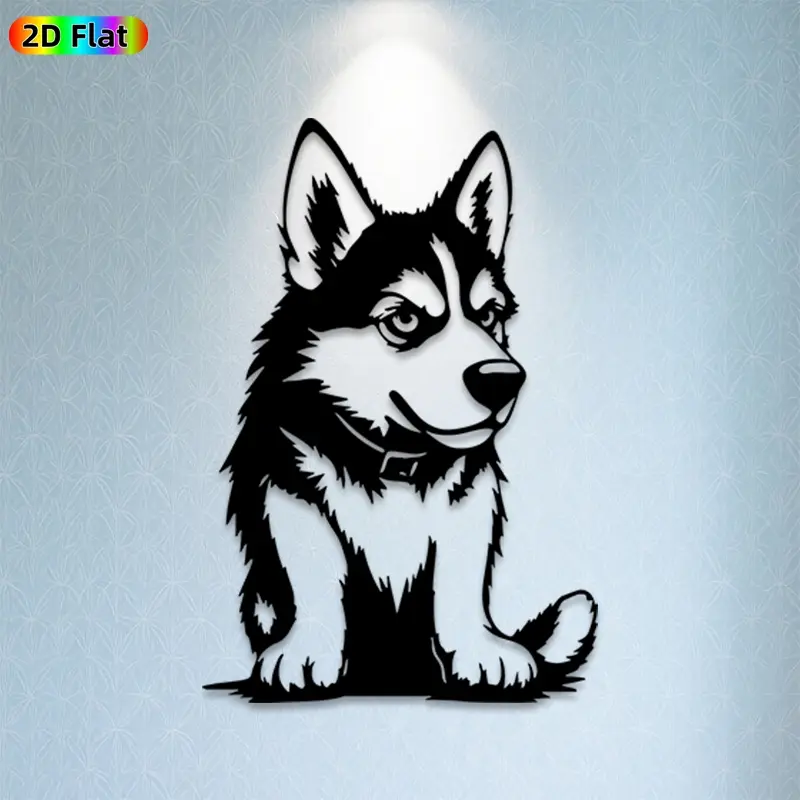 1pc Husky Metal Wall Art,Cute Husky Statue Mural, Ideal Gift for New Year, Christmas, Pet Decor Enthusiasts, Rust-Resistant Metal Wall Decor Wall Sculptures, Perfect for Living Room Wall & Garden Fence, Charming Home Decor