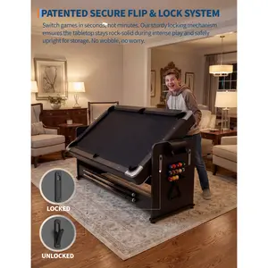 7 ft 3-in-1 Multi-Game Table Air Hockey, Billiards & Ping Pong Combo with Powerful Airflow & Full Accessories for Game Room, Basement, Family Fun